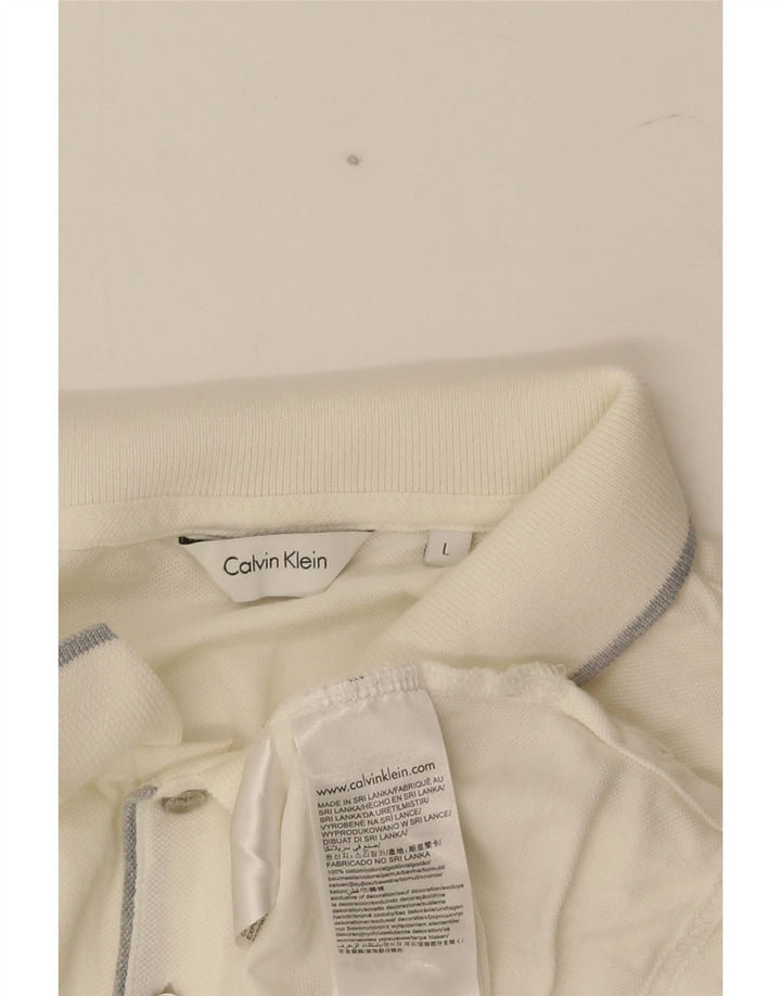 Męska koszulka polo Calvin Klein, duża, biała, bawełniana