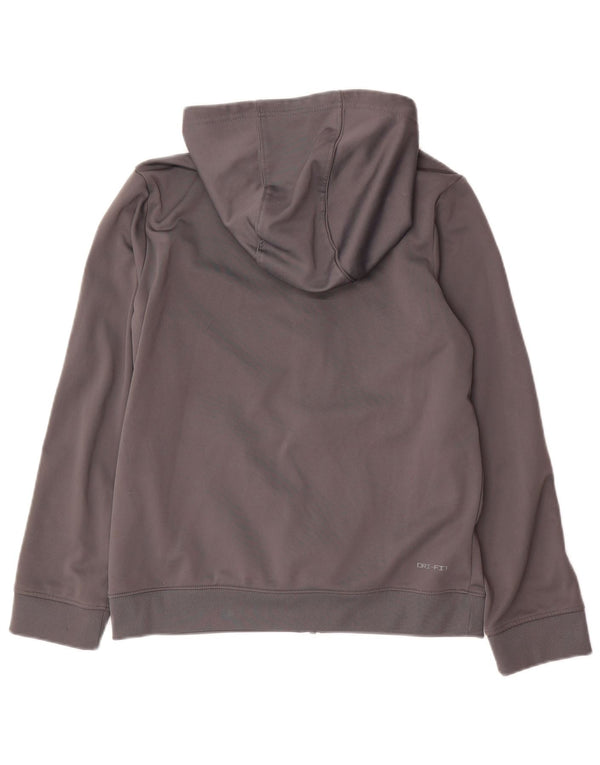 Chłopięcy sweter z kapturem i zamkiem NIKE Dri Fit 13-14 lat XL, szary, z blokami kolorów