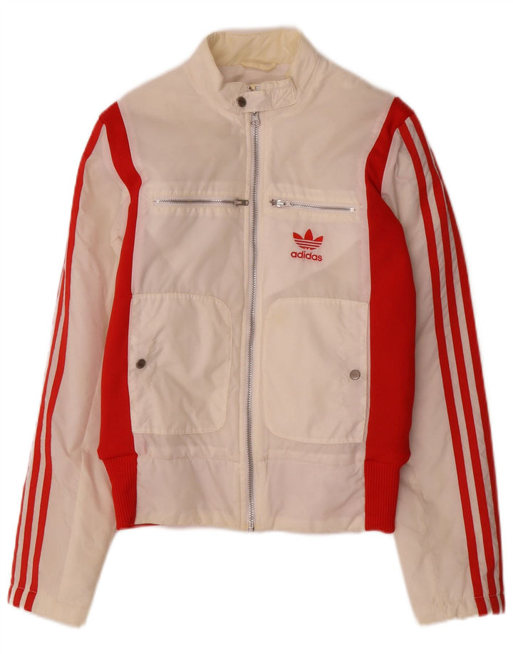Damska kurtka bomber Adidas UK 8 Mały biały poliester z blokami kolorów