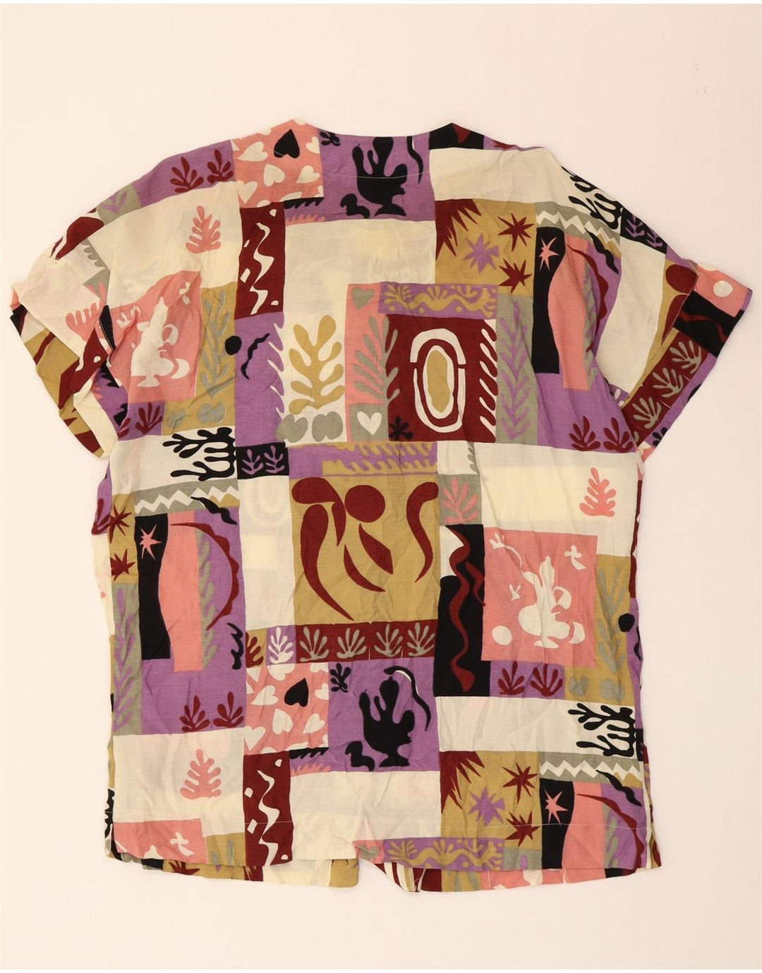 Damska bluzka koszulowa z krótkim rękawem Nina UK 18 XL Wielobarwny patchwork