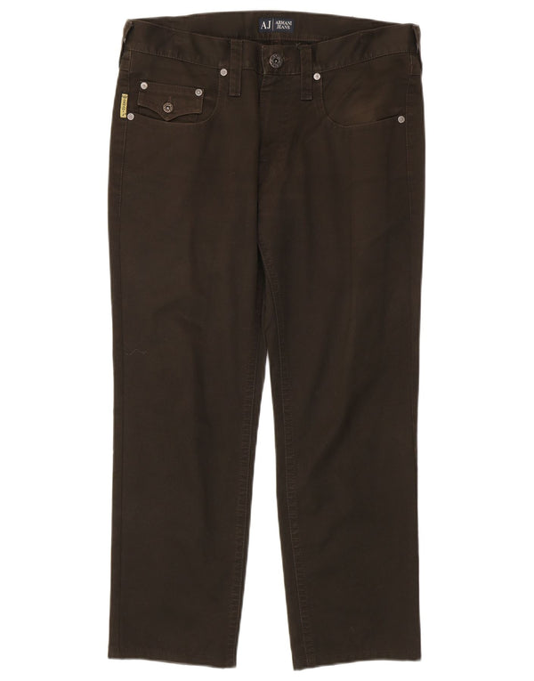 Armani Womens Straight Casual Trousers W31 L26 Khaki Cotton