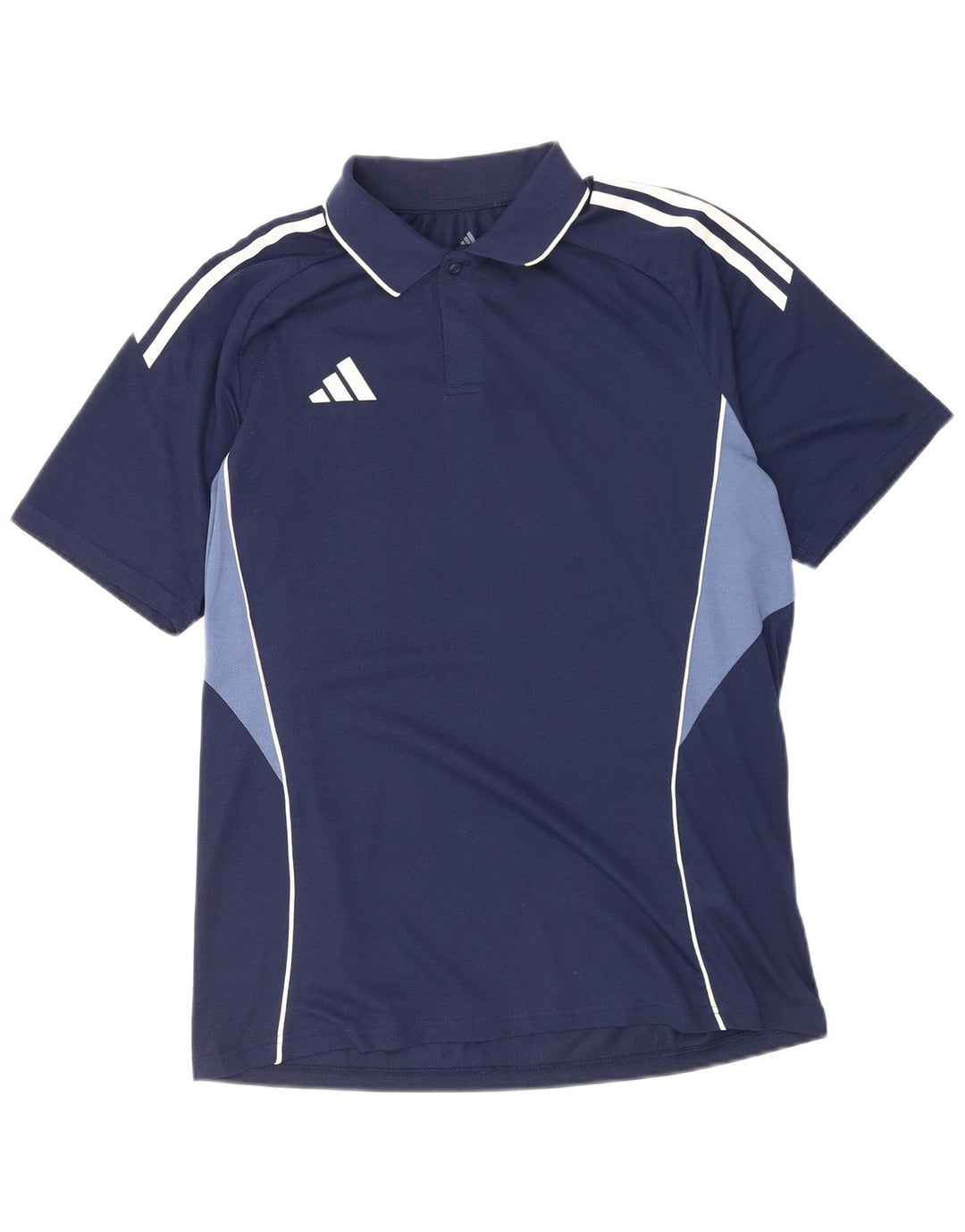 Męska koszulka polo Adidas o regularnym kroju, średni granatowy poliester z blokami kolorów