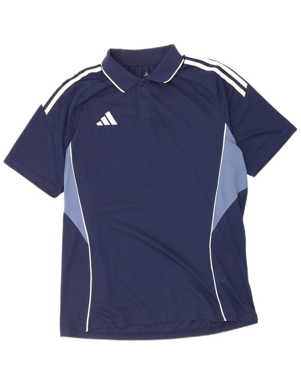 Męska koszulka polo Adidas o regularnym kroju, średni granatowy poliester z blokami kolorów