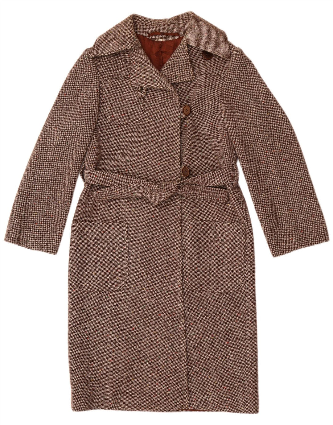 Płaszcz damski w stylu vintage IT 42 Średni brązowy nakrapiany