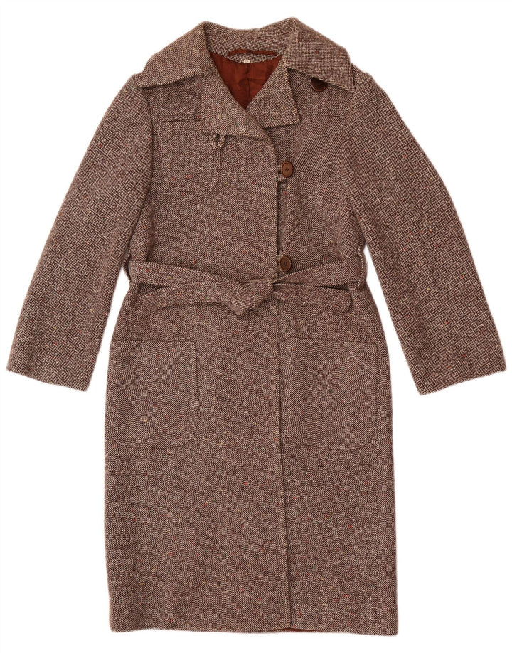 Płaszcz damski w stylu vintage IT 42 Średni brązowy nakrapiany
