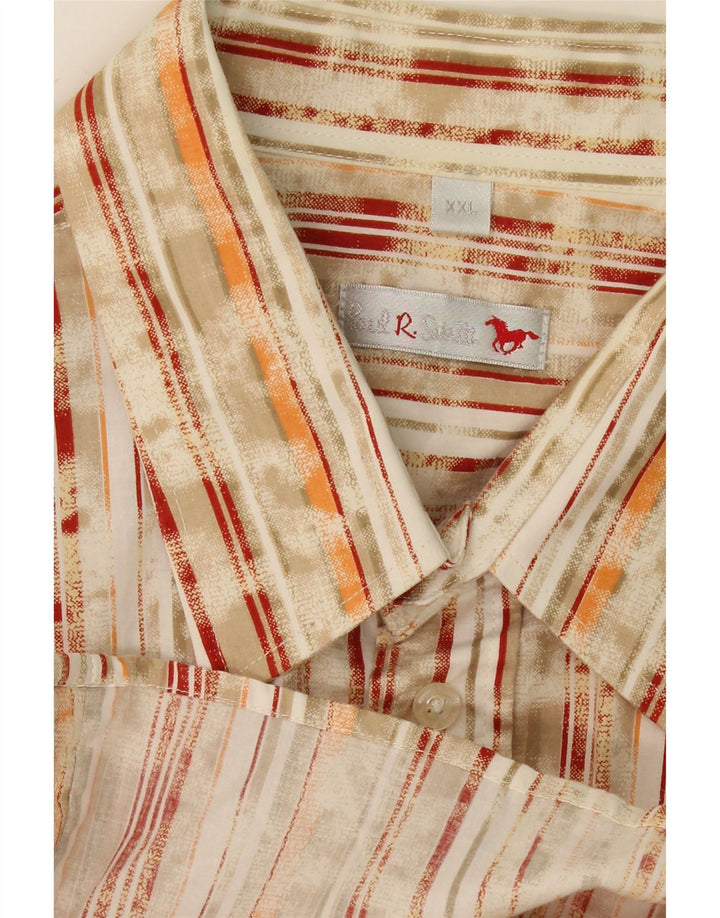 PAUL SMITH Mens Short Sleeve Shirt 2XL Beige Striped