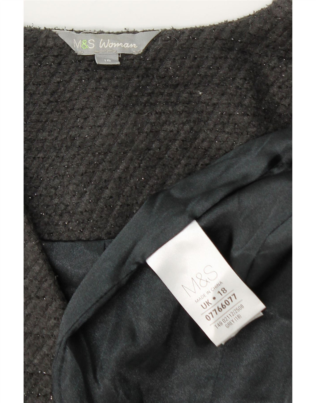 Marks & Spencer Damski płaszcz otwarty UK 18 XL, szary, poliester