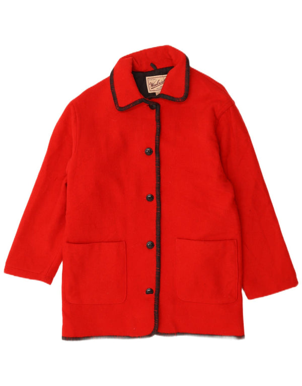Damski płaszcz oversize Woolrich UK 14, średnia czerwona wełna