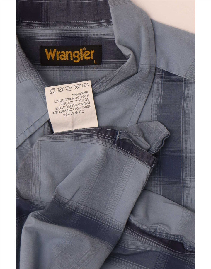 Męska koszula z krótkim rękawem Wrangler, duża, niebieska, bawełniana krata