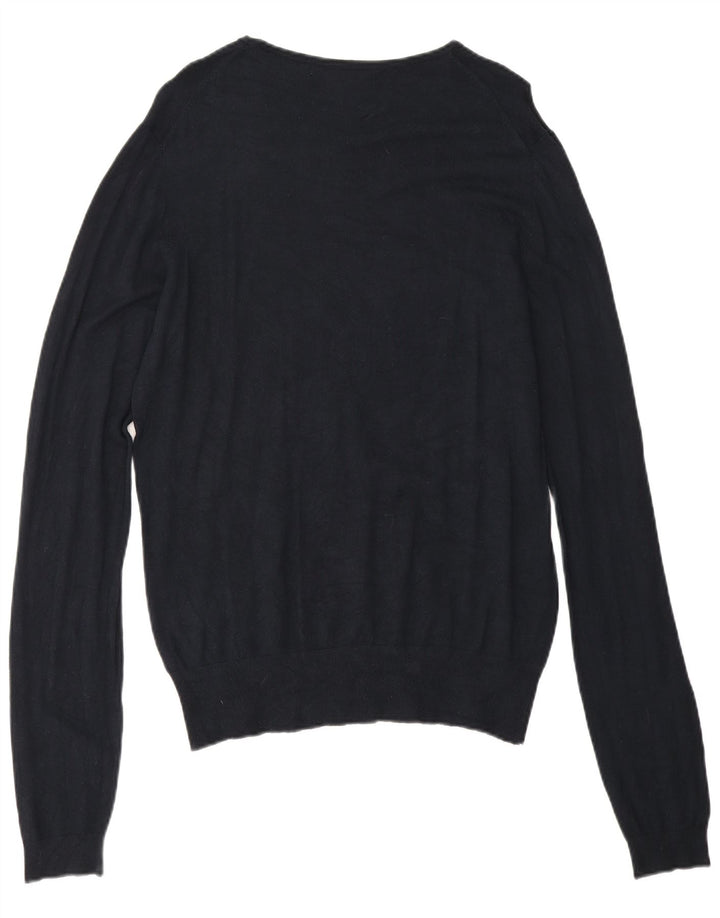 Męski sweter z dekoltem w łódkę Zara, duży, granatowy