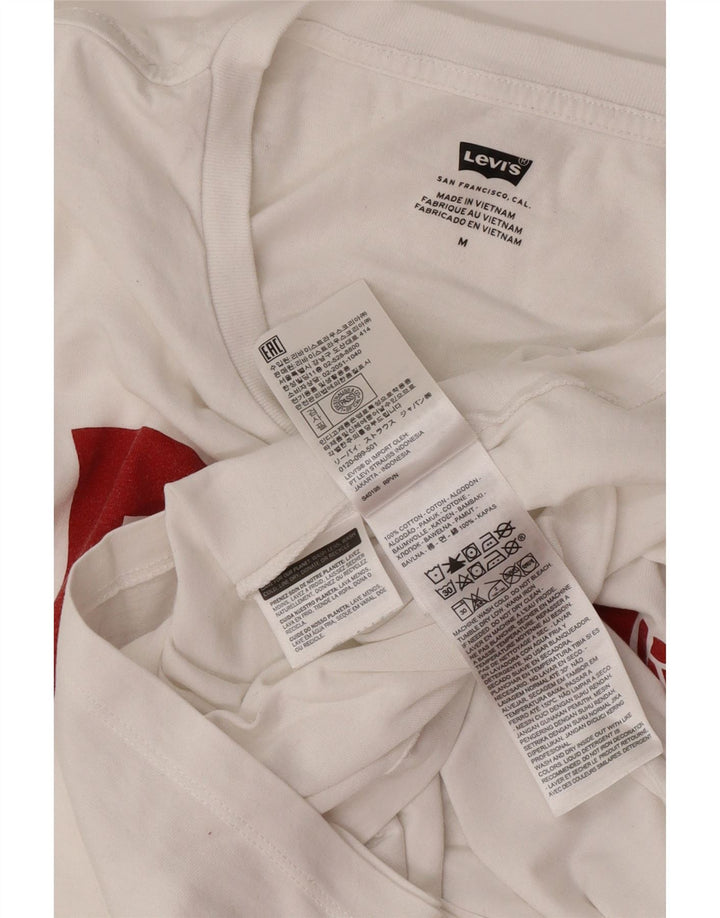 Męska koszulka z grafiką Levi's, średnia, biała bawełna