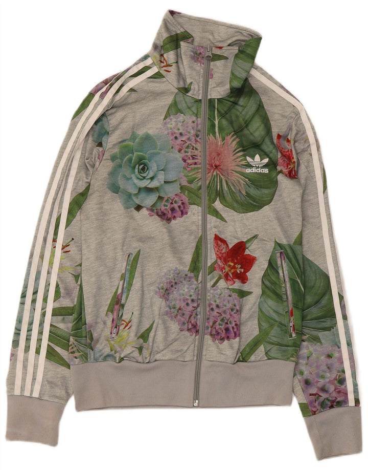 Damska kurtka dresowa Adidas Graphic UK 14 Średni szary kwiatowy