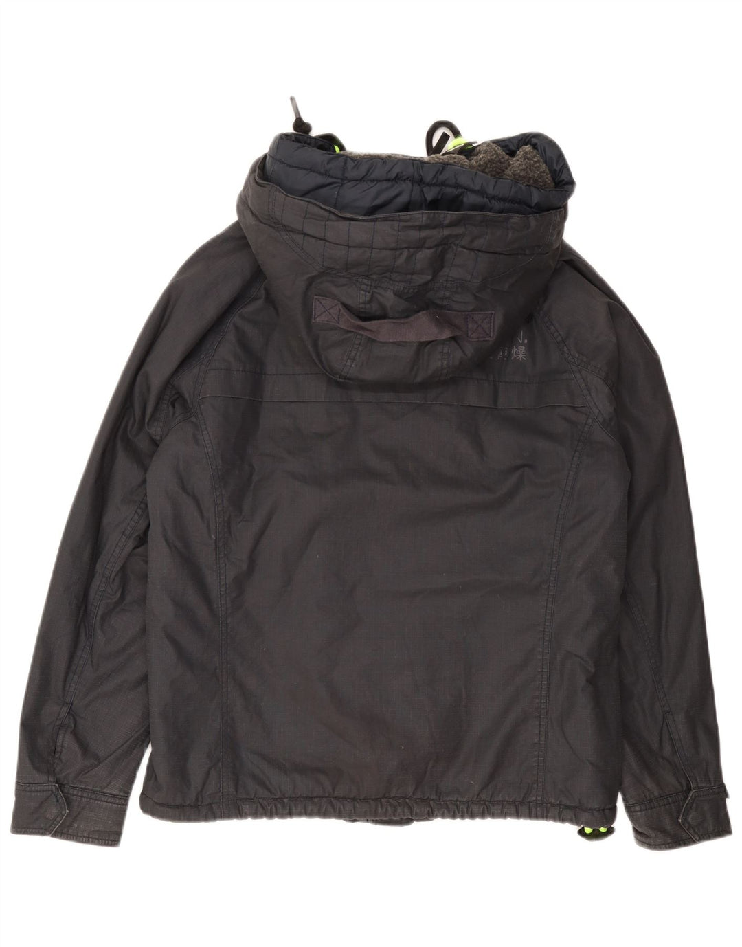 Męska kurtka wiatrówka z kapturem Superdry UK 40, duże granatowe logo