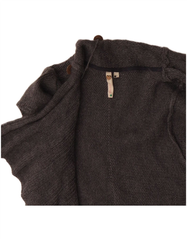 Damski sweter rozpinany z krótkim rękawem White Stuff UK 10, mała, szara wełna