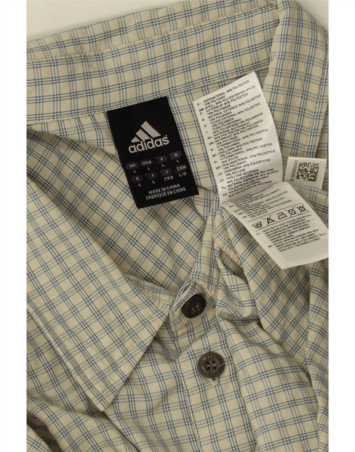 Koszula męska Adidas, duża, beżowa, poliester w kratkę