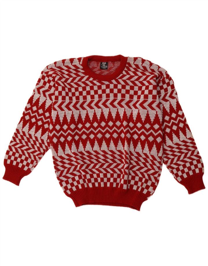Męski sweter C & A z okrągłym dekoltem, duży, czerwony, geometryczny akryl