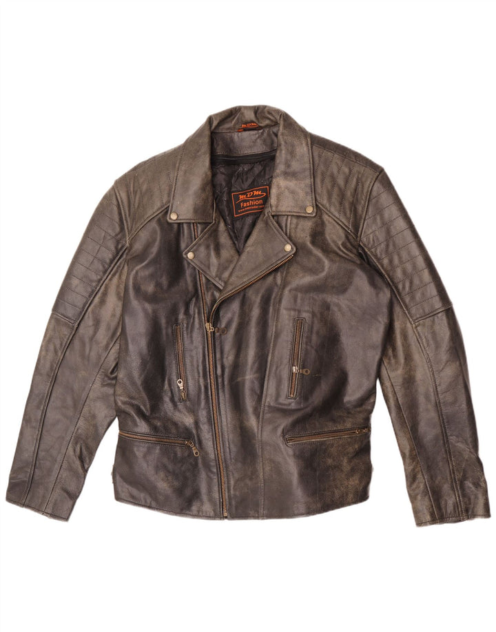 MDM Męska skórzana kurtka motocyklowa UK 42 XL Szara skóra