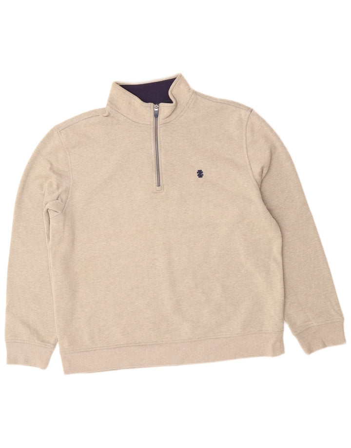 IZOD Męski sweter z zamkiem błyskawicznym, średnioszary, bawełniany