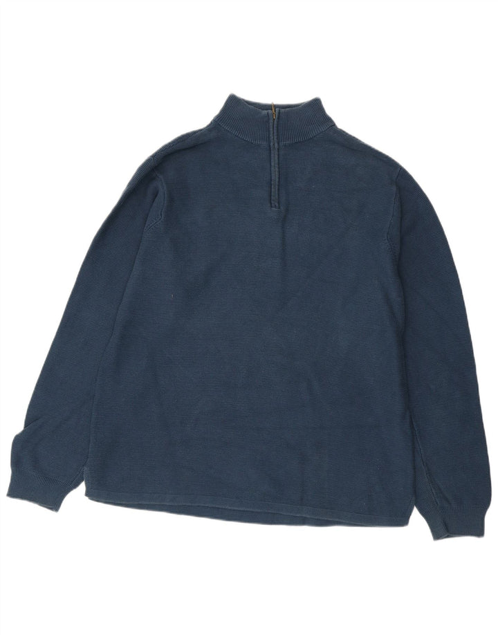 Izod Męski sweter z zamkiem błyskawicznym, duży, niebieski, bawełniany