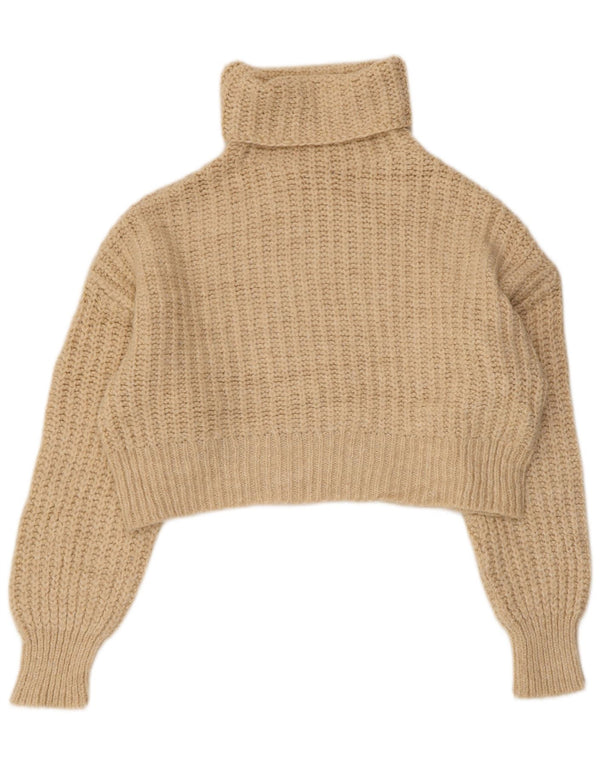 Damski sweter Zara Crop Oversize z golfem UK 10 Small Beige