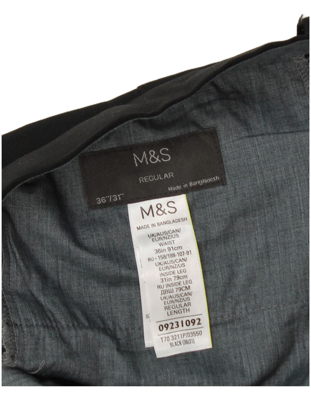 Marks & Spencer Męskie proste spodnie garniturowe W36 L31 Czarny poliester