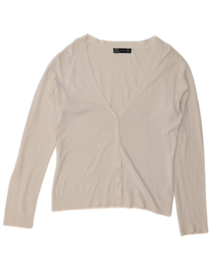 Sweter damski Zara Cardigan UK 16, duży, biały, sztuczny jedwab