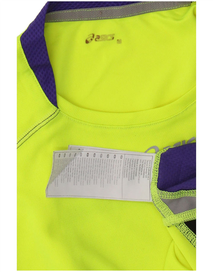 Męska kamizelka ASICS, mała, żółta, poliestrowa koszulka z blokami kolorów