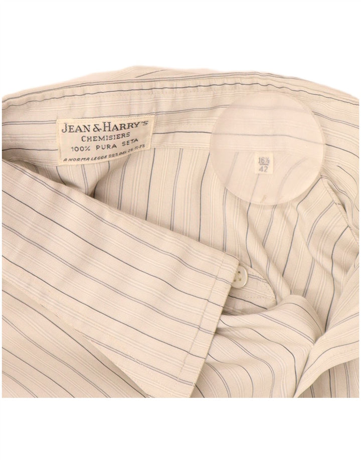 Koszula męska w stylu vintage, rozmiar 42 16 1/2, duża, szara, jedwabna w prążki