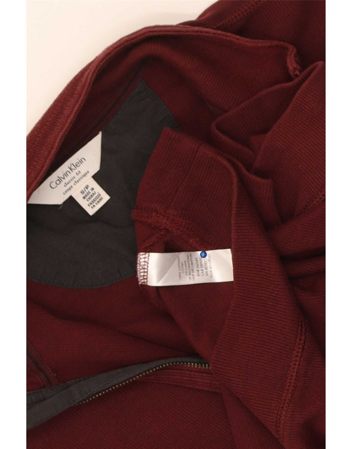 Męski sweter Calvin Klein z zamkiem błyskawicznym, mały, bordowy, bawełniany