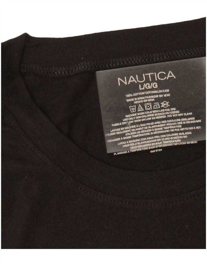Męski T-shirt Nautica, duży, czarny, bawełniany