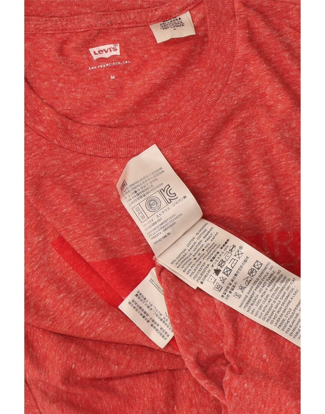 Męska koszulka z grafiką Levi's, bawełniana, średnia czerwona