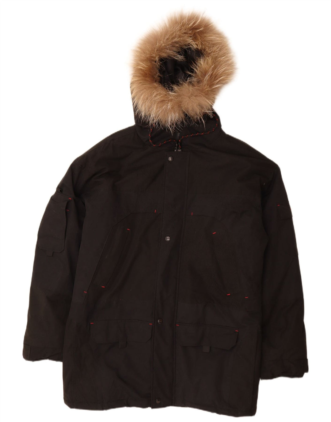 Męska kurtka parka z kapturem w stylu vintage UK 38 Średni czarny nylon
