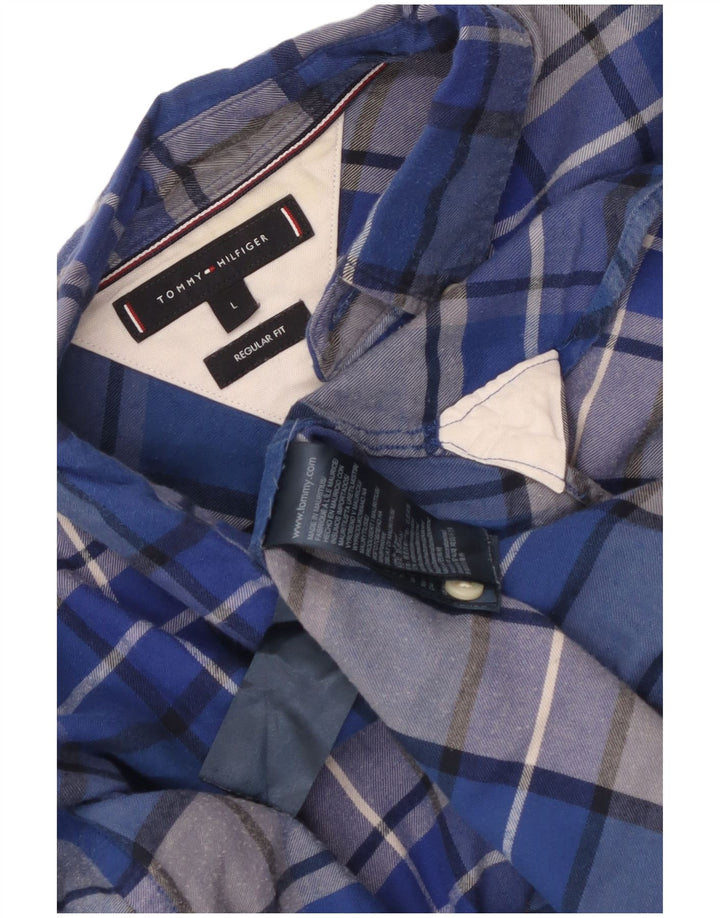 Męska koszula o regularnym kroju Tommy Hilfiger, duża, niebieska bawełniana krata
