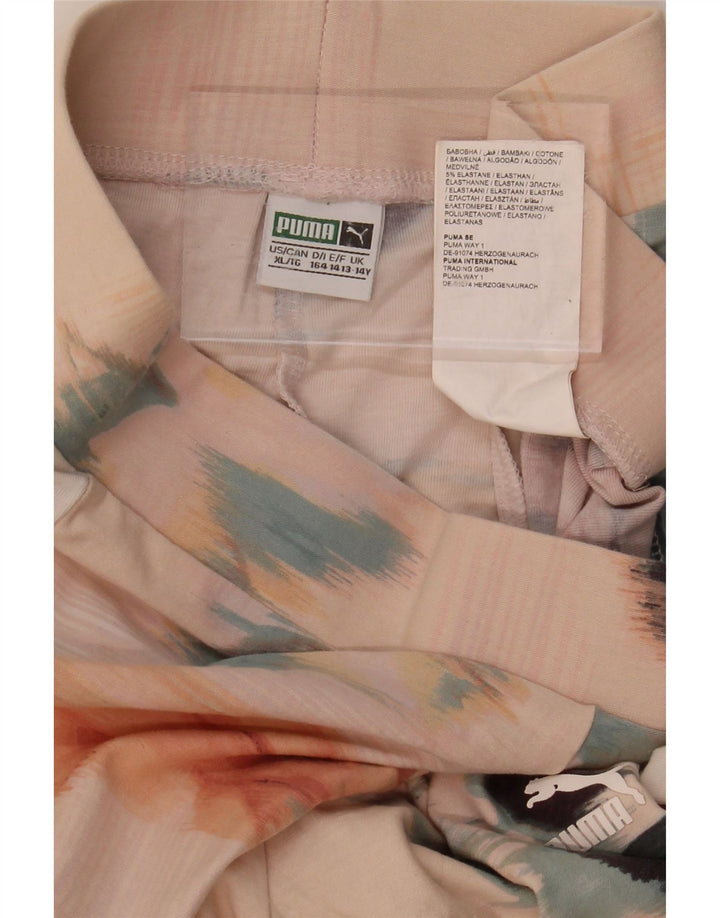 PUMA Girls Abstract Pattern Leggings 13-14 Years  Pink Cotton Vintage Puma and Second-Hand Puma from Messina Hembry 