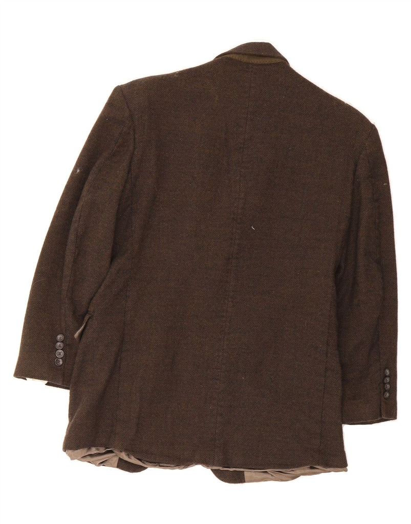 OSCAR DE LA RENTA Mens 3 Button Blazer Jacket UK 38 Medium Brown Wool Vintage Oscar De La Renta and Second-Hand Oscar De La Renta from Messina Hembry 