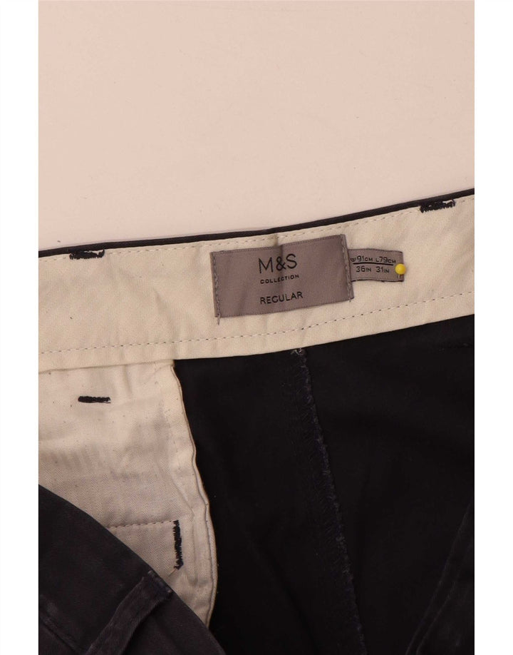 Męskie spodnie typu chino Regular Marks & Spencer W36 L31 Granatowa bawełna