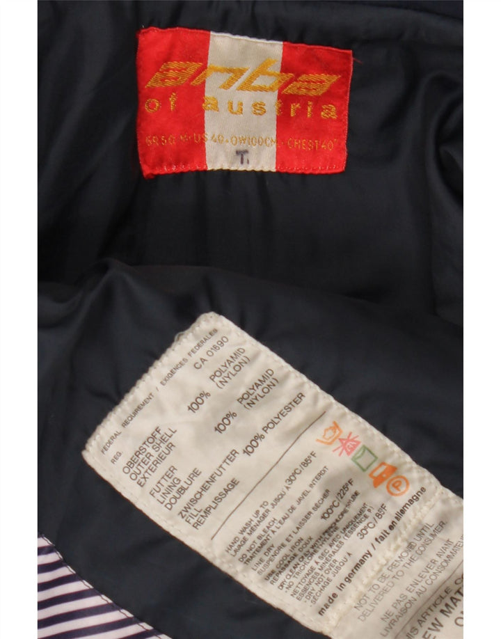 Męska kurtka narciarska Anba EU 50, duża, nylonowa w granatowe paski