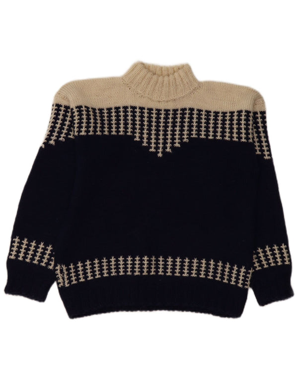 Sweter damski VINTAGE z golfem UK 14, średni granatowy