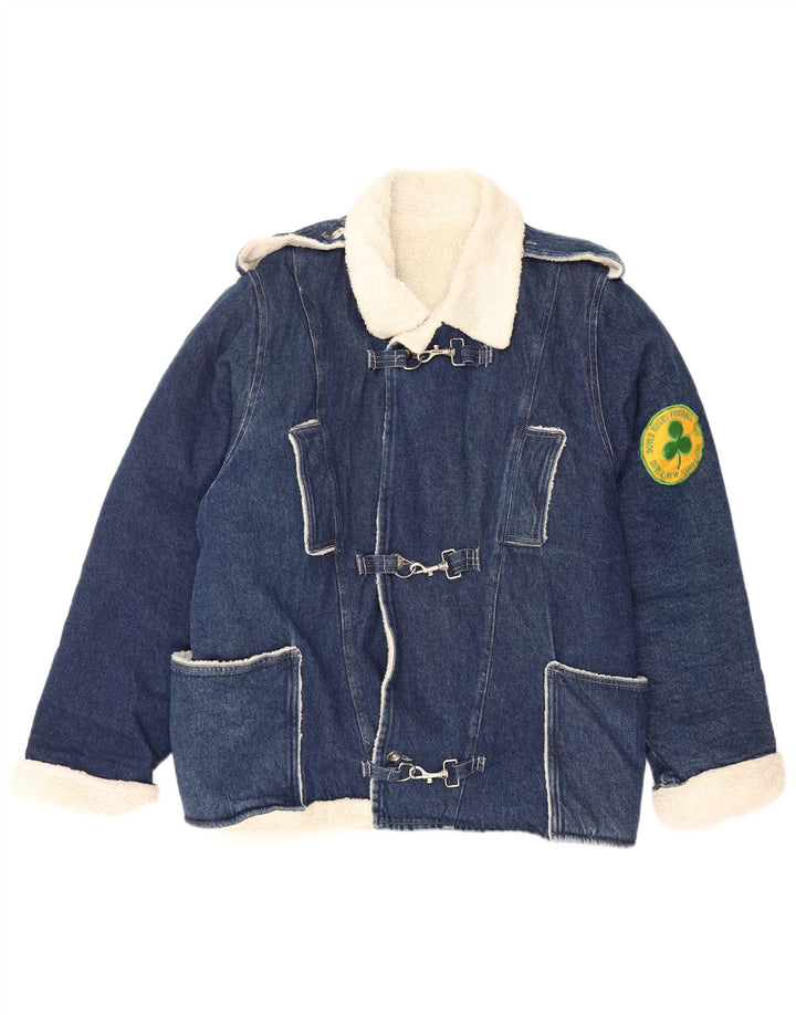 Męska kurtka dżinsowa Dover Sherpa w stylu VINTAGE UK 40, duża niebieska