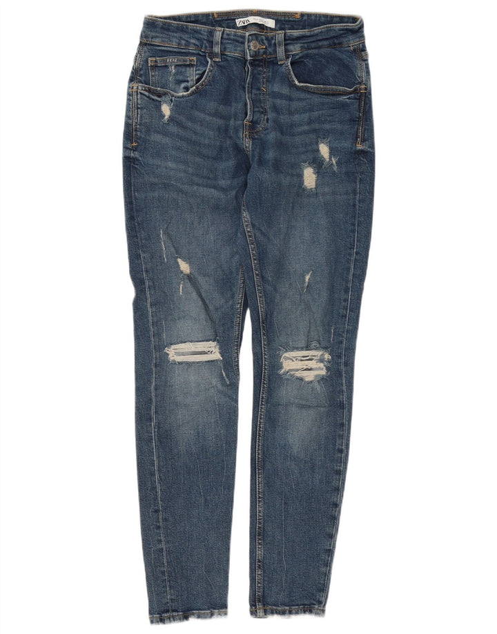 Męskie dżinsy rurki Zara w trudnej sytuacji EU 40 Medium W31 L30 Niebieskie