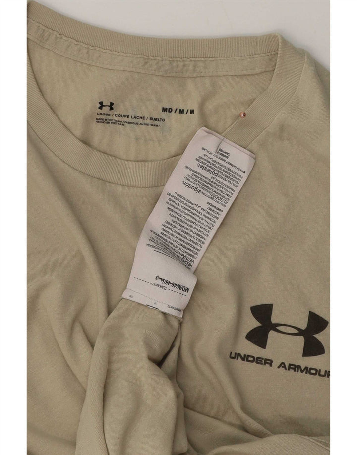 Under Armour Męski T-shirt Top Średni Beżowy Bawełniany