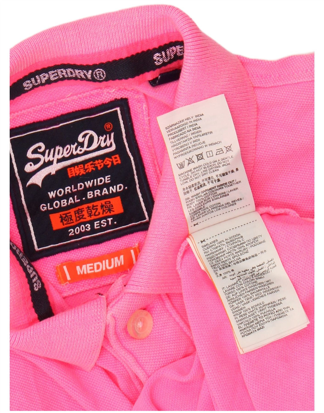 Męska koszulka polo SUPERDRY, średnia, różowa, bawełniana