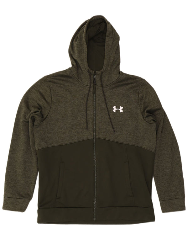 Męski sweter z kapturem i zamkiem błyskawicznym Under Armour Cold Gear XL, khaki, nakrapiany poliester