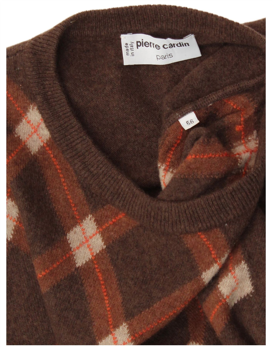 Sweter męski Pierre Cardin z dekoltem w łódkę IT 56 2XL brązowy Argyle/Diament