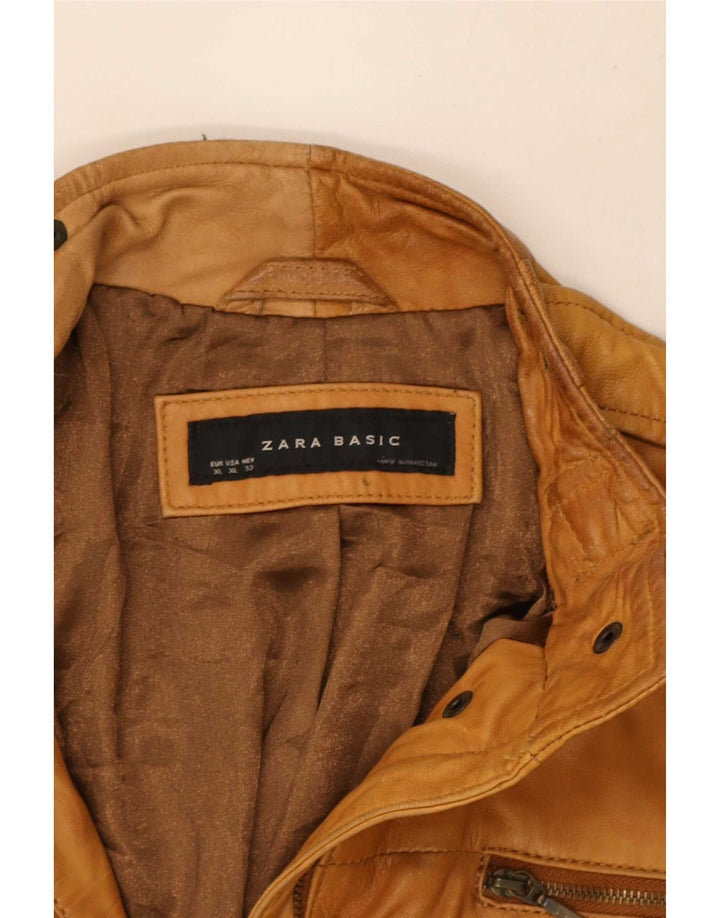 Kurtka skórzana damska Zara UK 18 XL beżowa