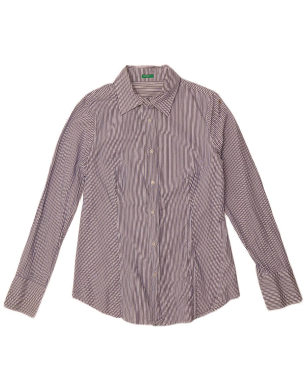 Koszula damska Benetton UK 14, bawełniana w średnie niebieskie prążki