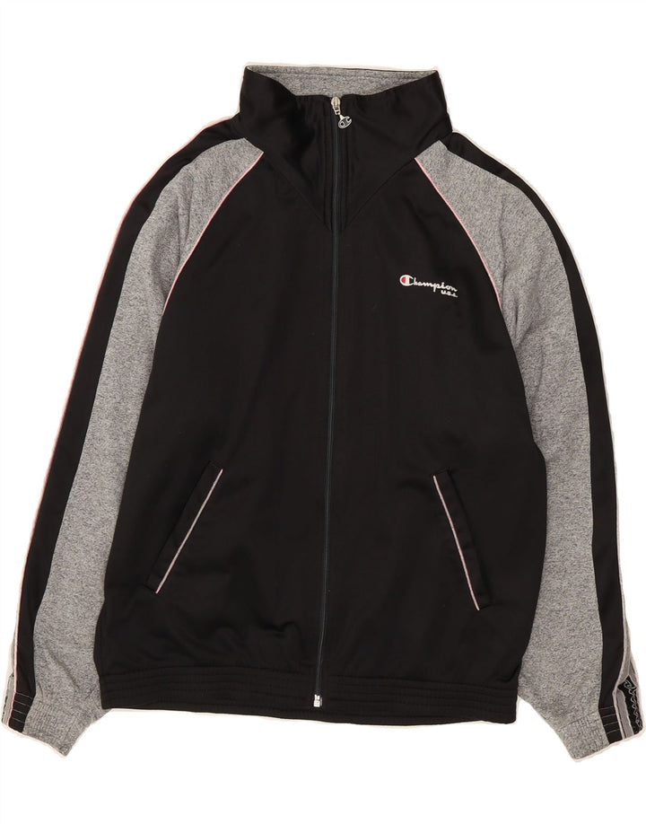 CHAMPION Mens Loose Fit Tracksuit Top Jacket Small Black Colourblock Vintage Champion and Second-Hand Champion from Messina Hembry 