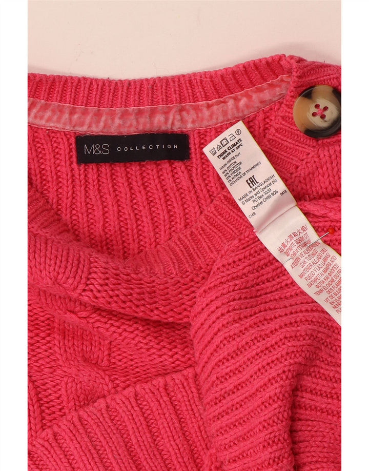 Marks & Spencer Damski sweter oversize z dekoltem w łódkę, UK 12, średni róż