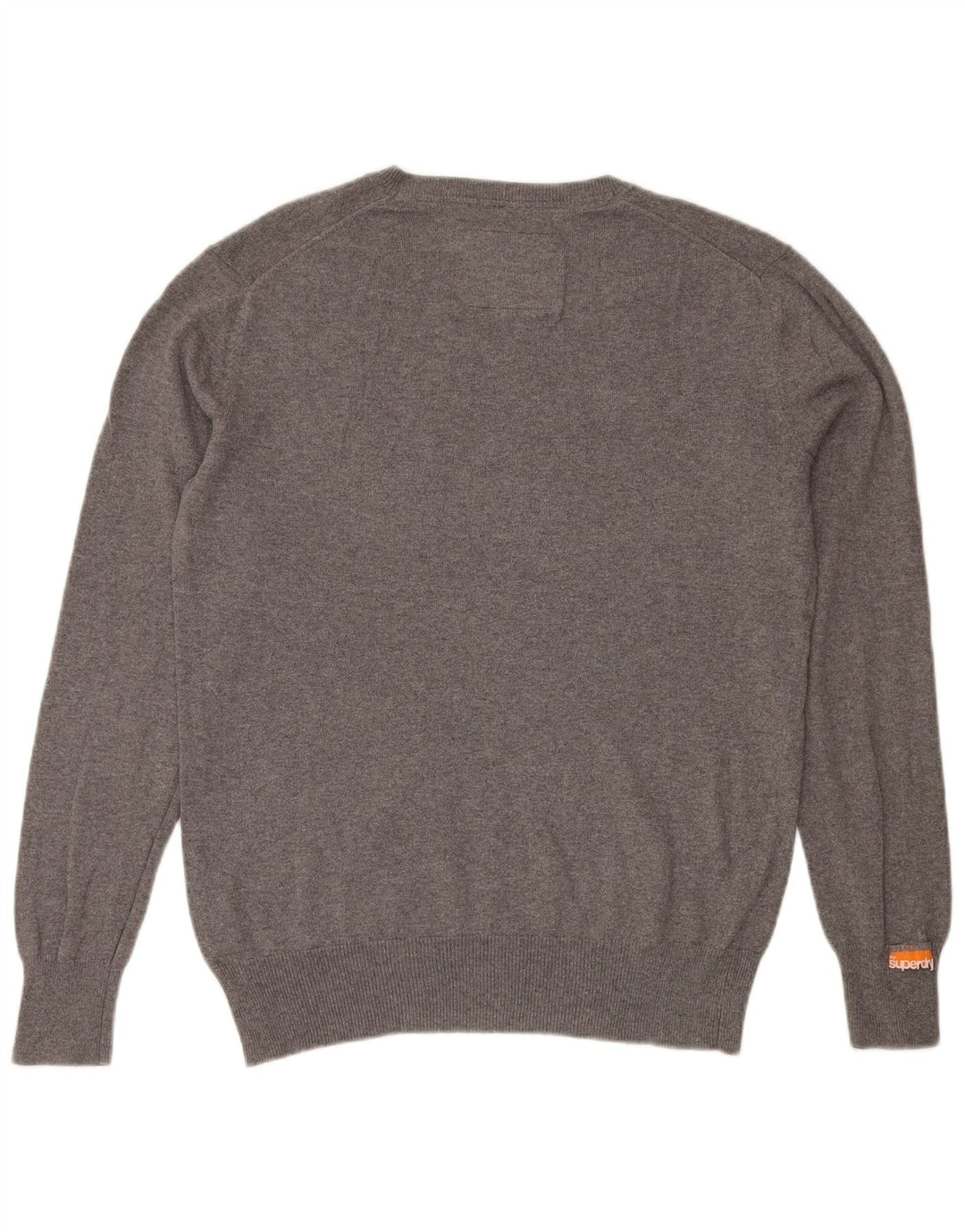 SUPERDRY Męski sweter z dekoltem w kształcie litery V, duży, szary, bawełniany