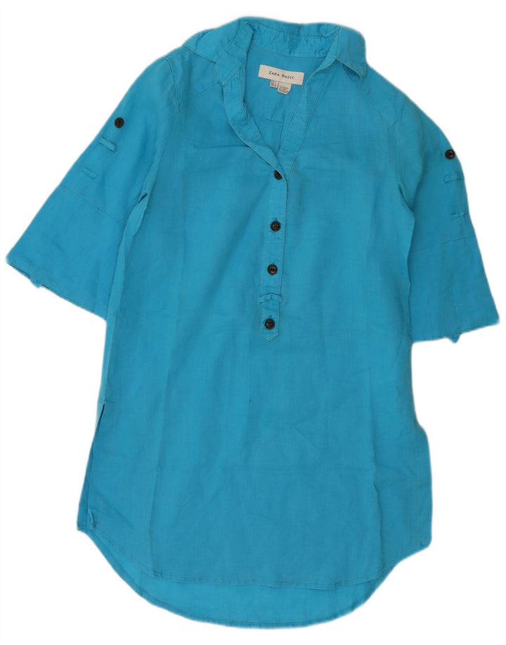 Damska sukienka koszulowa Zara UK 10 Small Blue Ramie